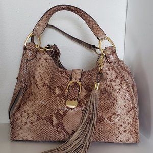 G.I.L.I.  Leather Tote Snake Skin Tan